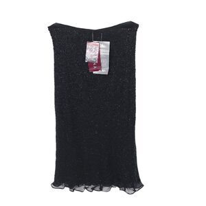 Marina Bresler Skirt Womens Medium Y2K Beaded Silk Midi Long Black Zip Vintage